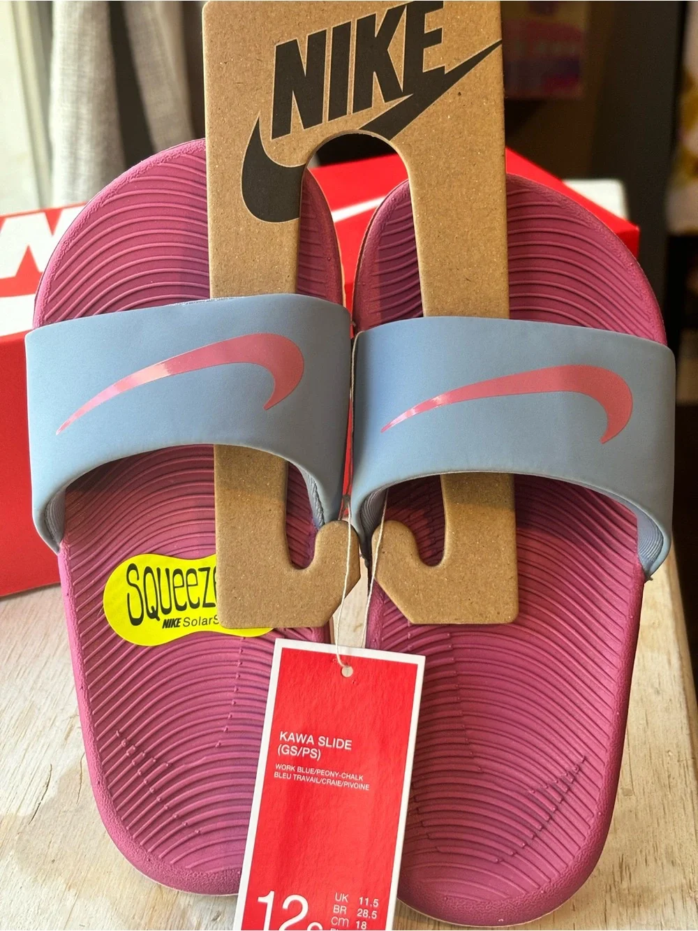 Nike Kids Kawa Slide in Pink Footbed with Light Blue Strap - I have 2 pair